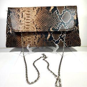 Chocolate Snakeskin Envelope Crossbody/Purse
